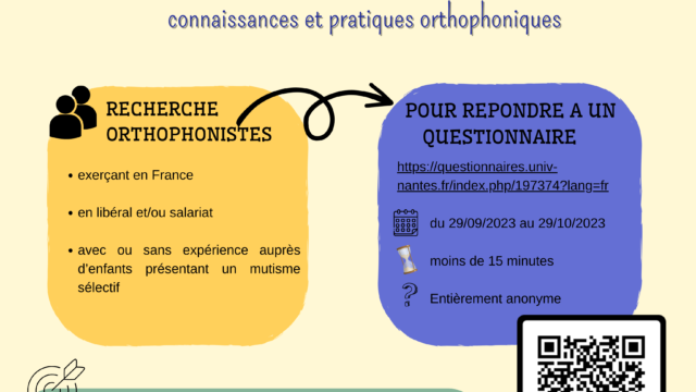 QUESTIONNAIRE A DESTINATION DES ORTHOPHONISTES EXERCANT EN FRANCE – LE MUTISME SELECTIF CHEZ L’ENFANT (3-11 ans)