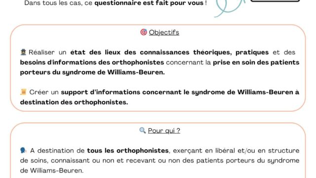 Questionnaire Syndrome de Williams-Beuren