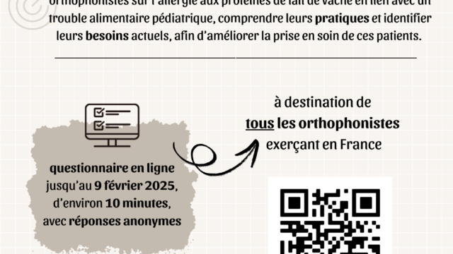 Questionnaire 5-10 min à destination de tous les orthophonistes exerçant en France